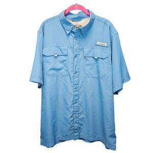 HABIT Mens Blue Short Sleeve Fishing Shirt Size L Solar Factor